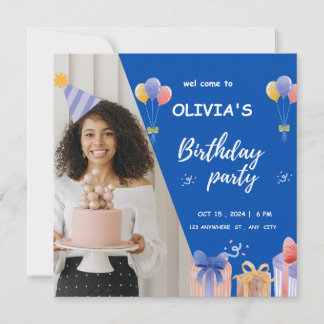 Blaue Illustration Geburtstag