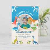 Blaue Illustrative Einladung zum Geburtstag (Stehend Vorderseite)