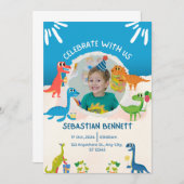 Blaue Illustrative Einladung zum Geburtstag (Vorne/Hinten)