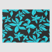Blaue illustrierte Blumenmuster Seidenpapier (Vorderseite)