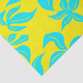 Blaue illustrierte Blumenmuster Seidenpapier (Detail)
