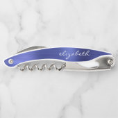 Blaue Imitate Brushed Metal Personalisierte Schrif Kellnermesser (Rückseite)