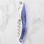 Blaue Imitate Brushed Metal Personalisierte Schrif Kellnermesser (Vorderseite)