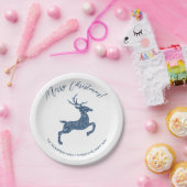 Blaue Imitate Glitzer sieht wie Hirsche mit Text h Pappteller (Party)