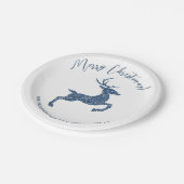 Blaue Imitate Glitzer sieht wie Hirsche mit Text h Pappteller (Schrägansicht)