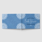 Blaue Imitate mit weißer Mandala Gästebuch (Voll)