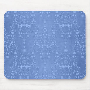 Blaue Immergrün-Blumen-Damask-Muster Mousepad