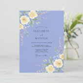 Blaue Immergrün-Blumenhochzeit Einladung (Stehend Vorderseite)