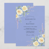 Blaue Immergrün-Blumenhochzeit Einladung (Vorne/Hinten)