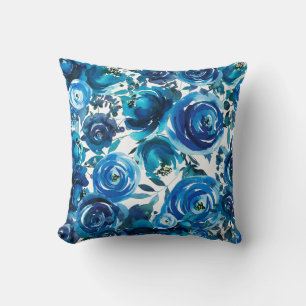 Blaue Indigo Blumen Florale Elegante Shabby Chic Kissen