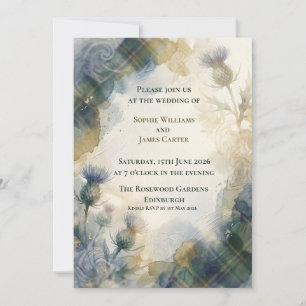 Blaue Indigo-Distel Botanische Hochzeitseinladung Einladung