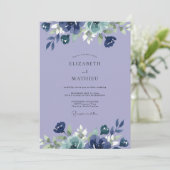 Blaue Indigo-Hochzeit Einladung (Stehend Vorderseite)