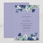 Blaue Indigo-Hochzeit Einladung (Vorne/Hinten)