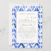BLAUE INDIGO WASSERFARBE ZICKZACK BVT BAR MITZVAH
