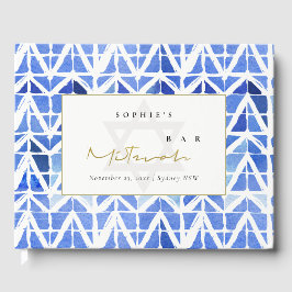 BLAUE INDIGO WATERCOLOR ZICKZACK BAR BAT MITZVAH GÄSTEBUCH