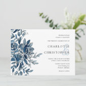 Blaue indigofarbene Blume Einladung (Stehend Vorderseite)