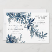 Blaue indigofarbene Blume Einladung (Vorderseite)