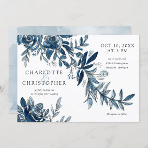 Blaue indigofarbene Blume Einladung