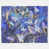Blaue Indigostreifen, grau, abstrakte geometrische Fleecedecke (Vorderseite (Horizontal))