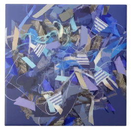 Blaue Indigostreifen, grau, abstrakte geometrische Fliese