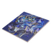 Blaue Indigostreifen, grau, abstrakte geometrische Fliese (Seite)