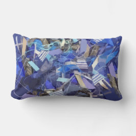 Blaue Indigostreifen, grau, abstrakte geometrische Lendenkissen