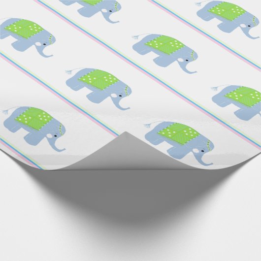 Blaue indische Elefanten Geschenkpapier (Ecke)