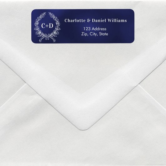 Blaue Initialen der Marine, die die Hochzeitsstift