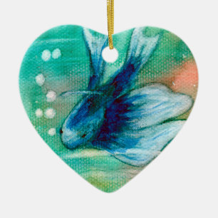 Blaue Inky Betta Fische Keramik Ornament