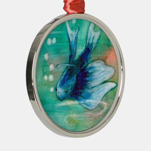 Blaue Inky Betta Fische Ornament Aus Metall (Rechts)