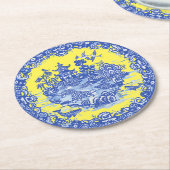 Blaue Insel der SchildkrötenGelber Garten Runde Runder Pappuntersetzer (Angewinkelt)