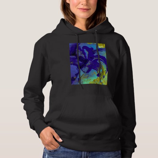 Blaue Iris abstrakt Hoodie (Vorderseite)