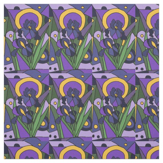 Blaue Iris-abstraktes mit Blumengewebe Stoff (Muster)