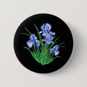 Blaue Iris auf Schwarzem Button (Vorderseite)