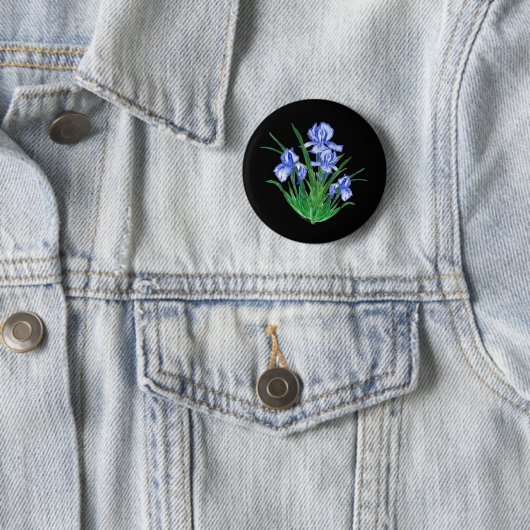 Blaue Iris auf Schwarzem Button (Beispiel)