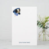 Blaue Iris-Blume Japandi-Papier Briefpapier (Stehend Vorderseite)