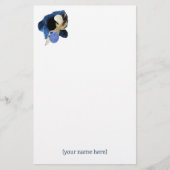 Blaue Iris-Blume Japandi-Papier Briefpapier (Vorderseite)