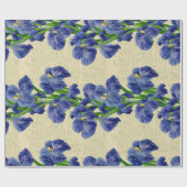 Blaue Iris-Blume Vintages ephemeres Muster Geschenkpapier (Flach)