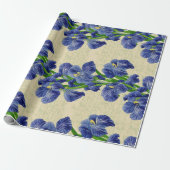 Blaue Iris-Blume Vintages ephemeres Muster Geschenkpapier (Ungerollt)