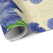 Blaue Iris-Blume Vintages ephemeres Muster Geschenkpapier (Rolleneckpunkt)
