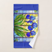 Blaue Iris-Blumen-Buntglas-Handtuch-Set Badhandtuch Set (Handtuch)