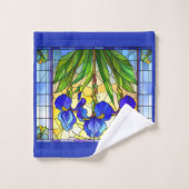 Blaue Iris-Blumen-Buntglas-Handtuch-Set Badhandtuch Set (Waschlappen)