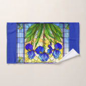 Blaue Iris-Blumen-Buntglas-Handtuch-Set Badhandtuch Set (Handtuch)