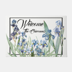 Blaue Iris-Blumen-Garten-Willkommens-Fußmatte Fußmatte