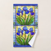 Blaue Iris-Blumen-Glasmalerei-Handtuch-Set Badhandtuch Set (Handtuch)