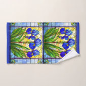 Blaue Iris-Blumen-Glasmalerei-Handtuch-Set Badhandtuch Set (Handtuch)