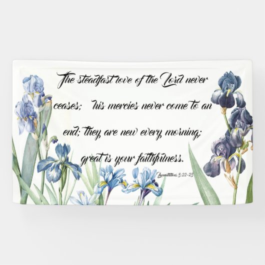 Blaue Iris-Blumen-Gott-Liebe-christliche Fahne Banner (Horizontal)