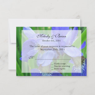 blaue Iris Blumen-RSVP-Karte, Hochzeitseinladungen RSVP Karte