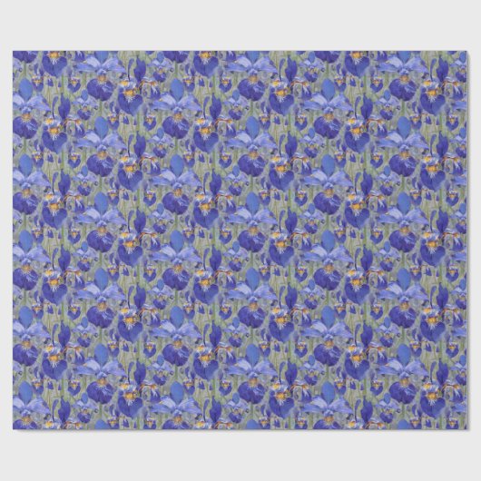 Blaue Iris-Blumenmuster Geschenkpapier (Flach)