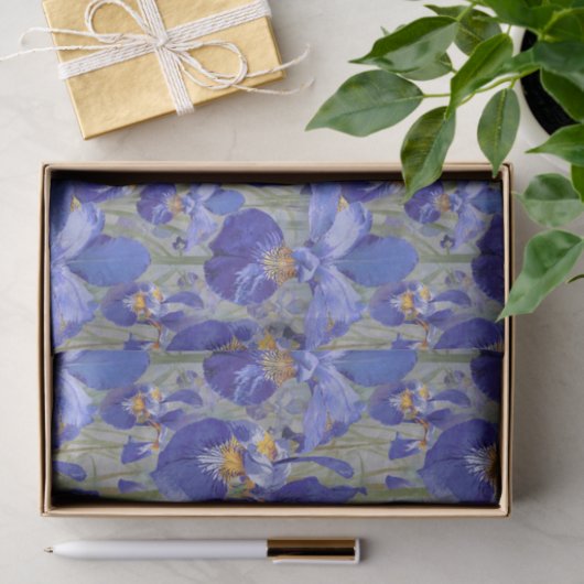 Blaue Iris-Blumenmuster Seidenpapier (Geschenk)